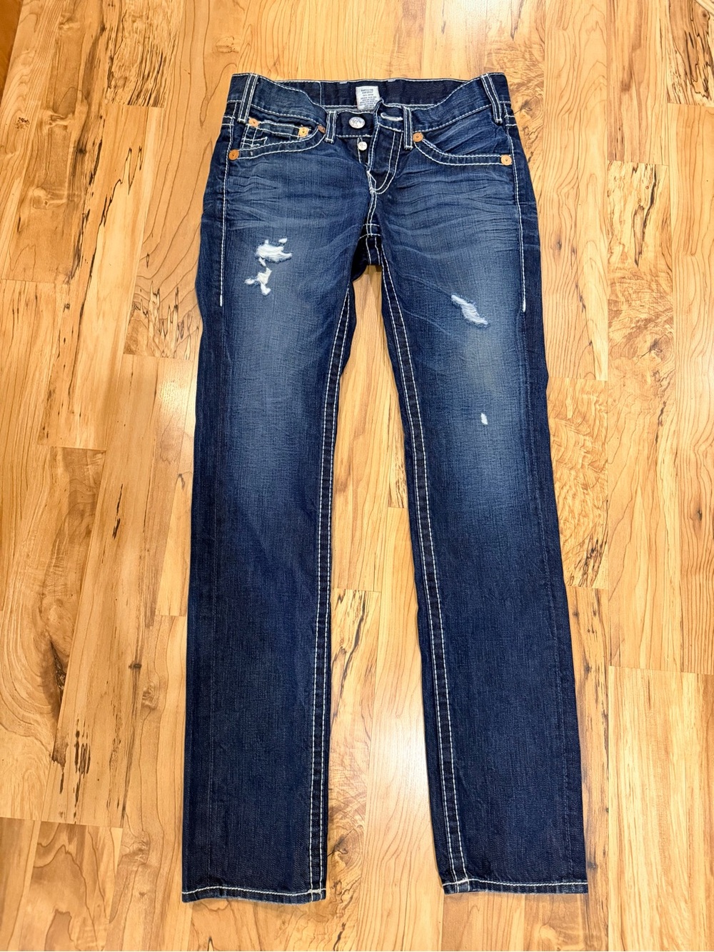 Vintage True Religion Mickey Big T Jeans Women’s 30 Dark Wash White Stitching